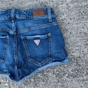 Guess distressed denim mini shorts